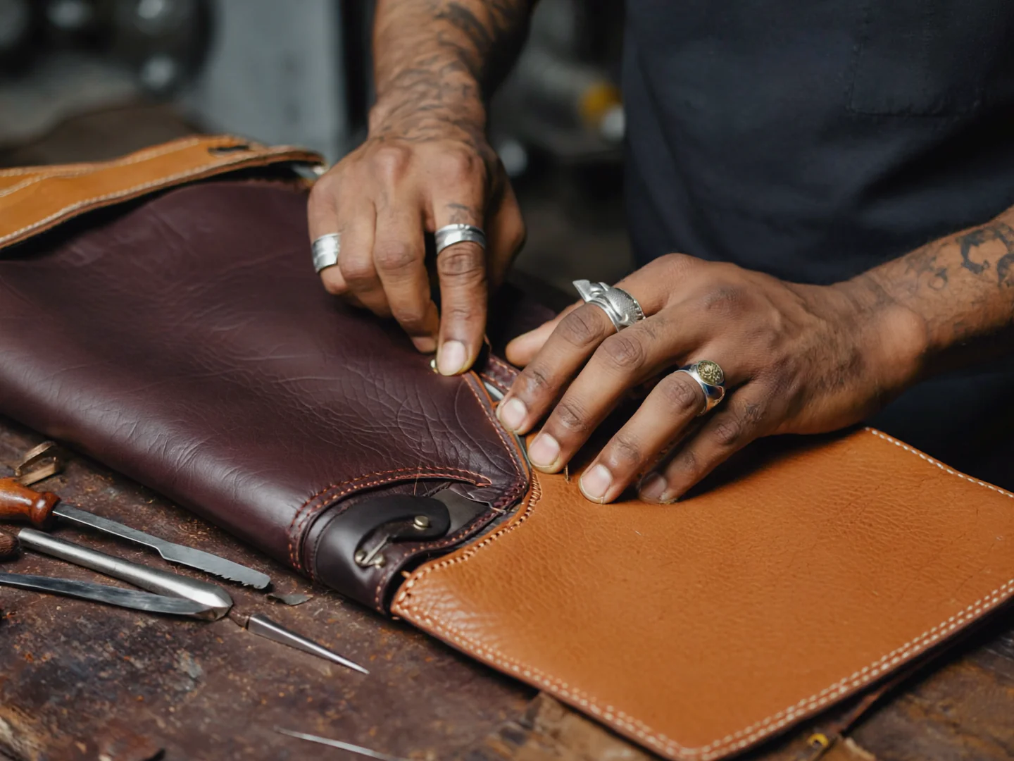 Custom leather jacket craftsmanship
