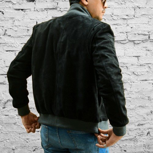 Varsity Letterman Real Suede Leather Jacket