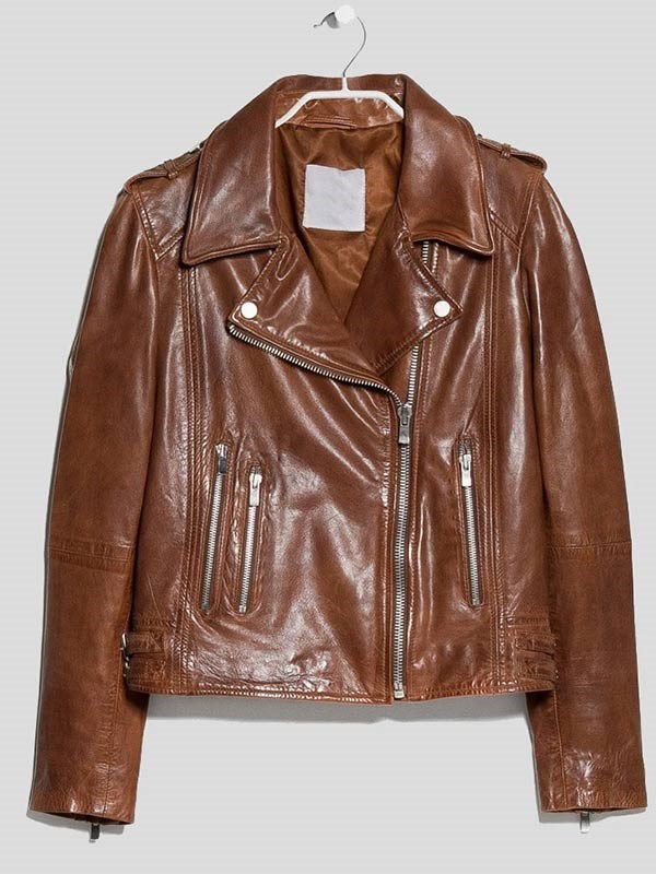 Women’s Motorcycle Rider Brown Leather Jacket